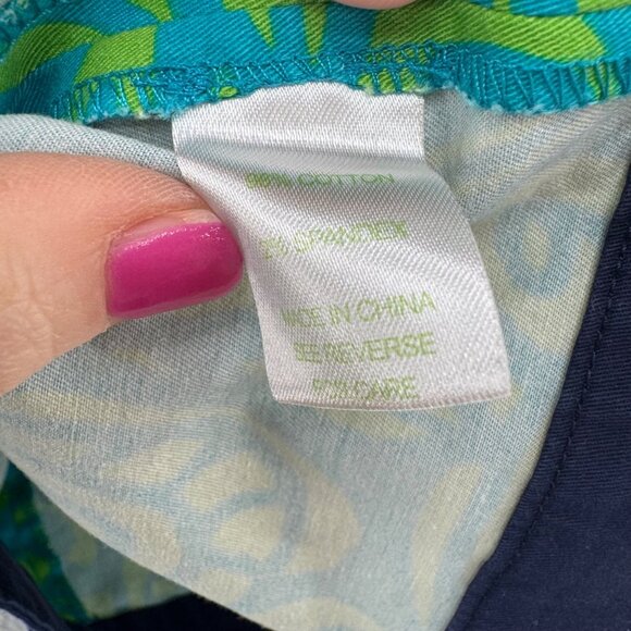 Lilly Pulitzer Belted Dress Girls Navy Green Floral Paisley Short Sleeve Size 8 - Picture 7 of 13